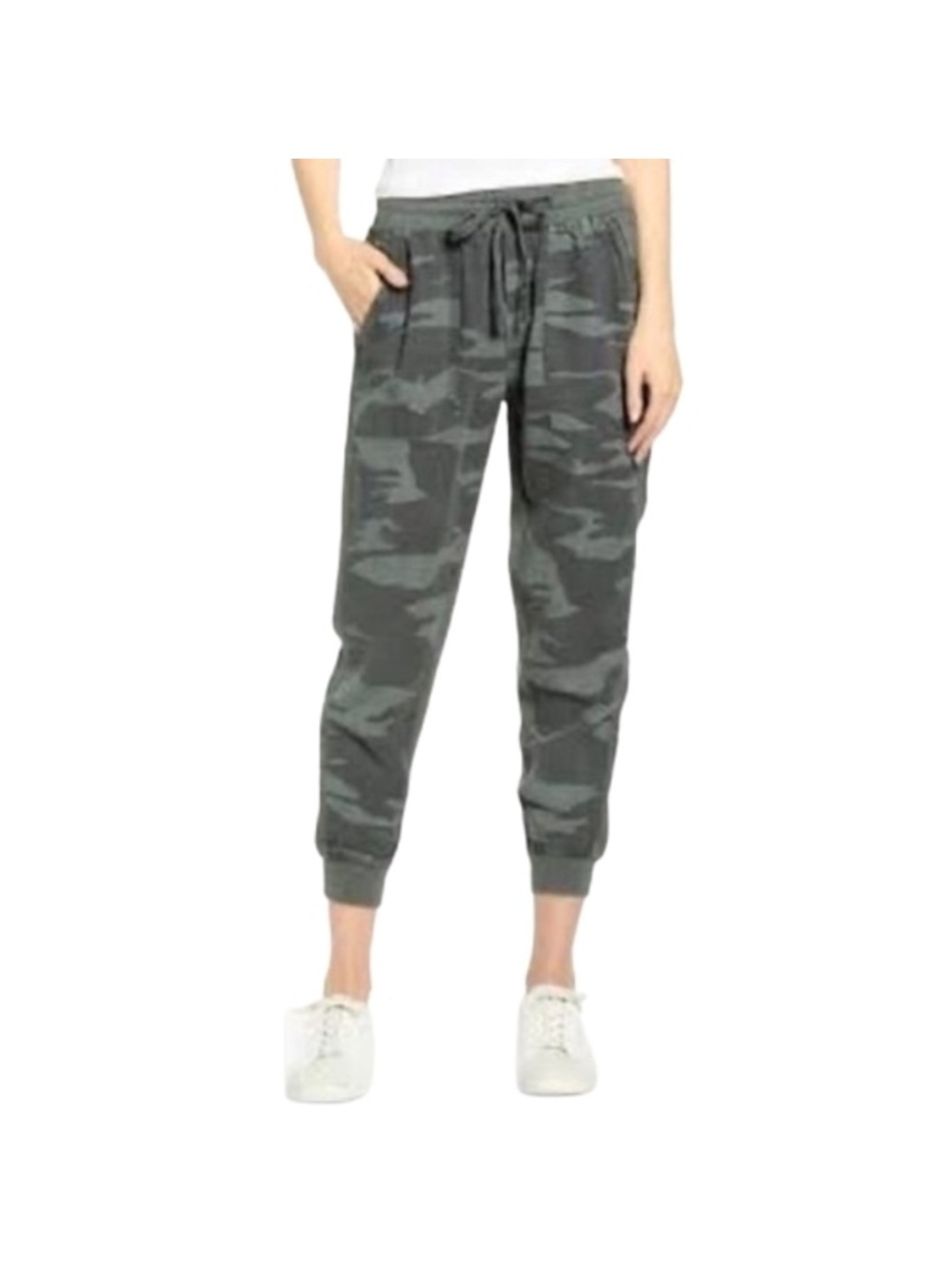 Splendid Green Camo Rayon Drawstring Joggers Size Small